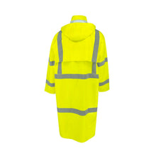 Load image into Gallery viewer, Radians RW08C – Safety Green High Visibility Rain Jackets | Back View Extended Hood
