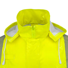 Load image into Gallery viewer, Radians RW08C – Safety Green High Visibility Rain Jackets | Collar view
