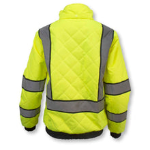 Load image into Gallery viewer, Radians SJ930-3 – Safety Green Hi-Viz Bomber Jacket | Back View
