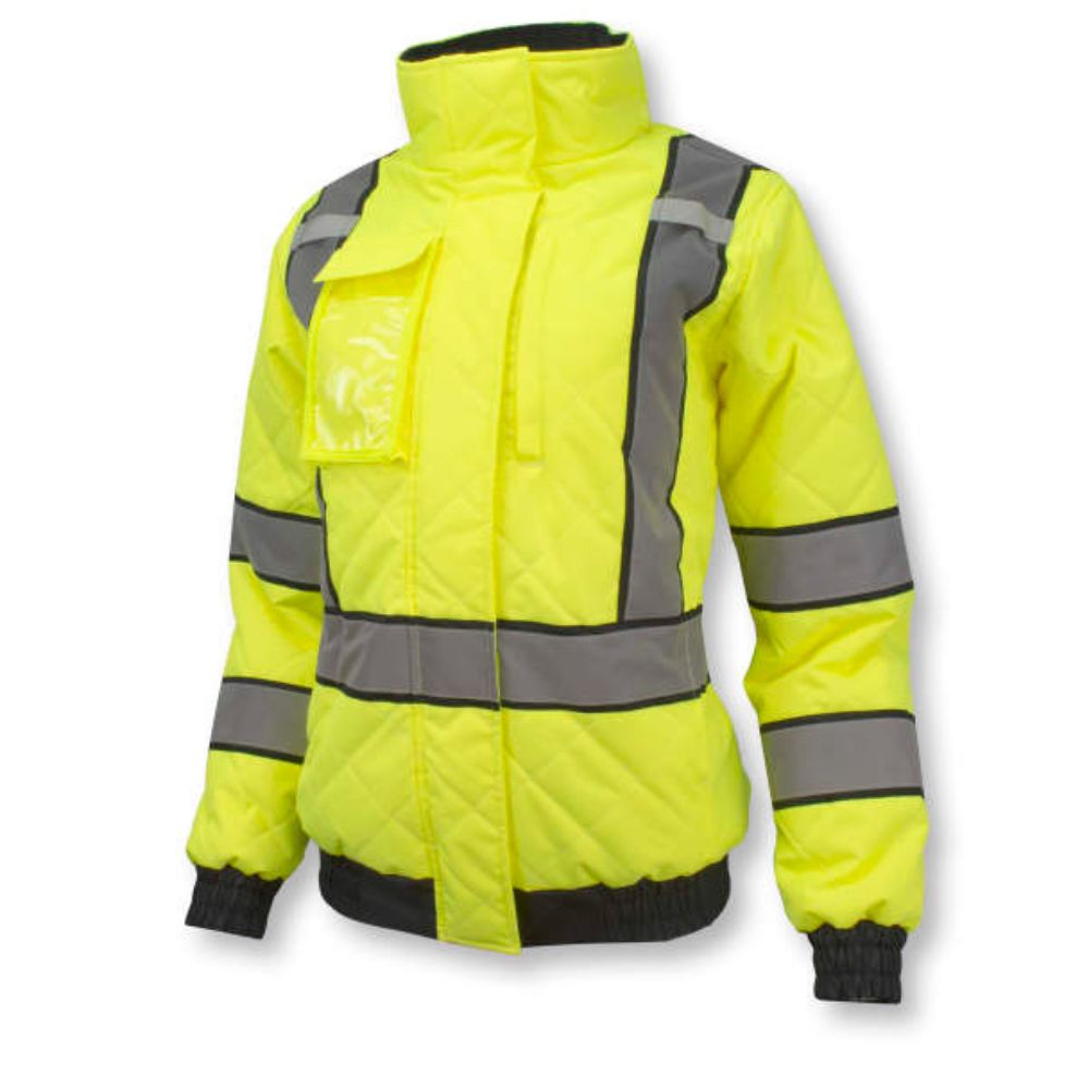 Radians SJ930-3 – Safety Green Hi-Viz Bomber Jacket | Front Left View