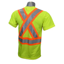 Load image into Gallery viewer, Radians ST11BX-2 – Safety Green Hi-Viz Short Sleeve Shirts | Back View 
