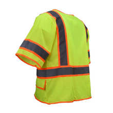 Load image into Gallery viewer, Radians SV2725-3ZGM - Safety Green Flame Resistant Safety Vest | Back Left View
