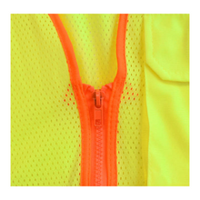 Load image into Gallery viewer, Radians SV2725-3ZGM - Safety Green Flame Resistant Safety Vest | Zipper Closeup View
