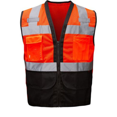  GSS 1202 – Hi-Viz Red Surveyor Safety Vest | Front View 