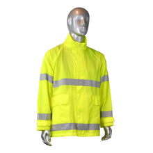Load image into Gallery viewer, Radians RW25-3ZGV - Safety Green Hi-Viz Rain Jacket | Front Right View
