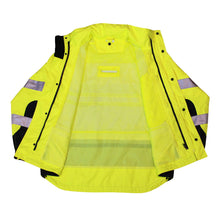 Load image into Gallery viewer, Radians RW32-3Z1Y | Safety Green Hi-Viz Rain Jacket | Inside Flat View
