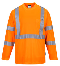 Load image into Gallery viewer, Portwest S191ORR - Safety Orange Hi-Viz Long Sleeve Shirt | Front View
