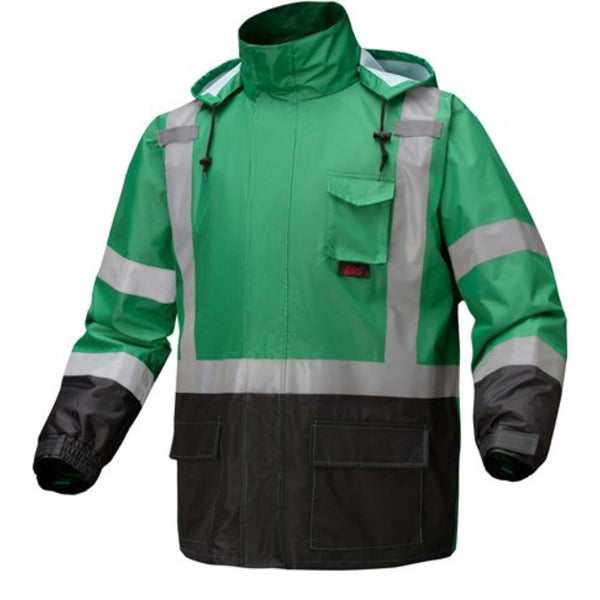 GSS 6016 Forest Green Hooded Rain Coat