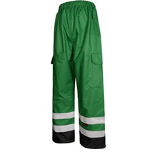 Load image into Gallery viewer, GSS 6816- Forest Green High Visibility Rain Pants | Front Left View 
