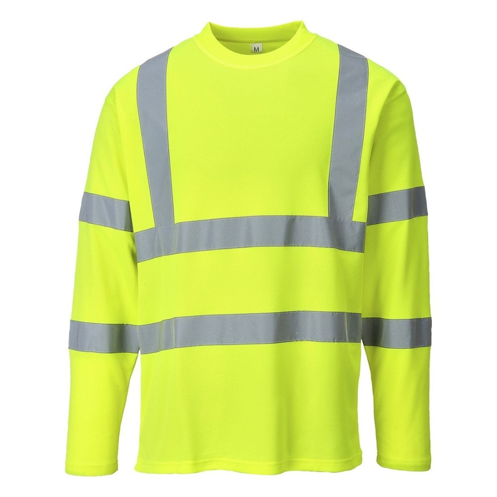 Portwest S278YER – Safety Green Hi-Viz Long Sleeve Shirt | Front View 