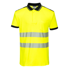 Load image into Gallery viewer, Portwest T180YBR - Safety Green Hi-Viz Polo Shirt | Front View
