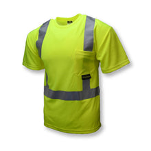 Load image into Gallery viewer, Radians ST11-2PGS - Safety Green Hi-Viz Short Sleeve Shirts | Front Left View
