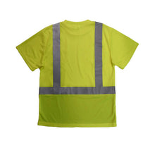 Load image into Gallery viewer, Radians ST11B-2PGS - Safety Green Hi-Viz Short Sleeve Shirt | Back Flat View
