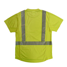 Load image into Gallery viewer, Radians ST31-2PGS - Safety Green Hi-Viz Short Sleeve Shirt | Back Flat View
