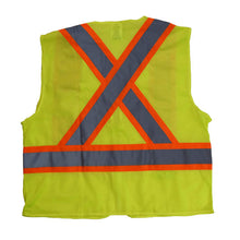 Load image into Gallery viewer, Radians SV22X-2ZGM - Safety Green ANSI Class 2 Safety Vest | Back View Flat
