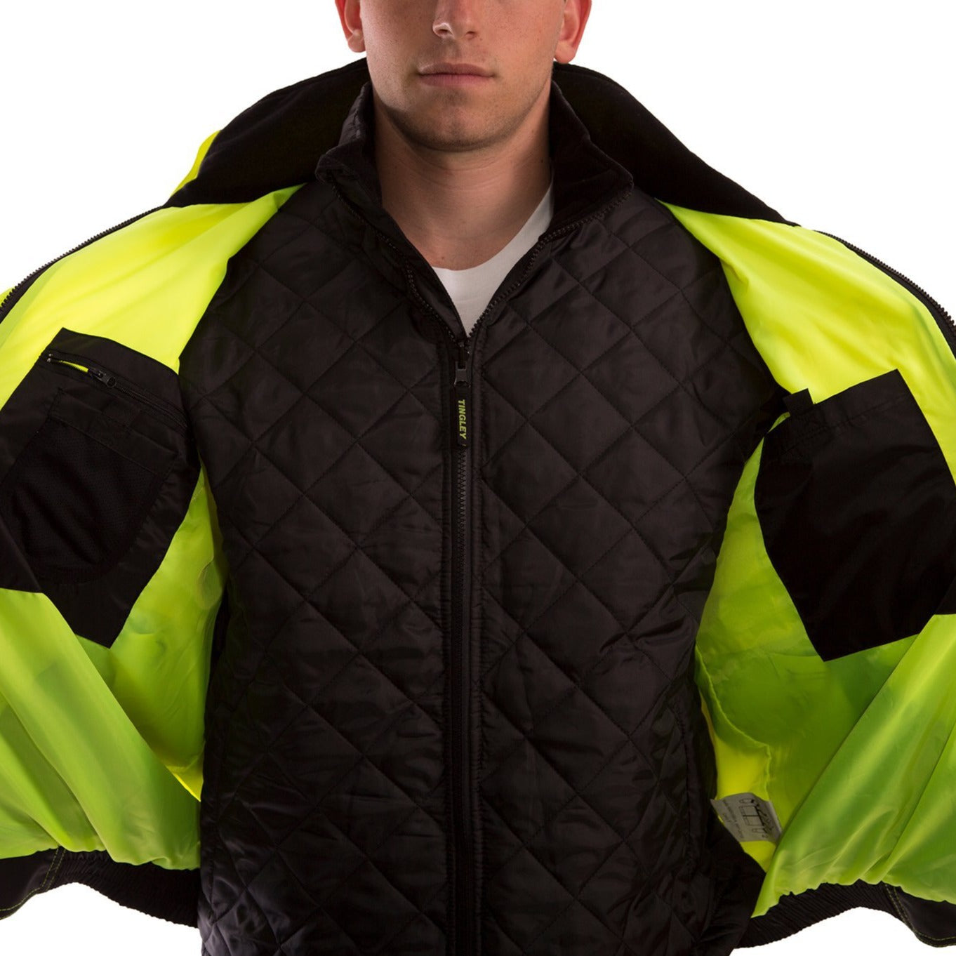 Tingley J26172 Class 3 Bomber Jacket Removable Liner Hi Viz